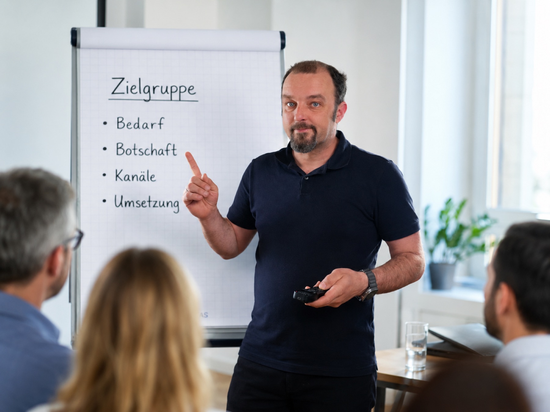 Seminarsituation mit Flipchart zur Zielgruppe